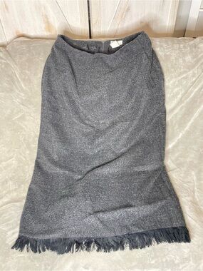 Women's Gray Fringe-Hem Pencil Skirt